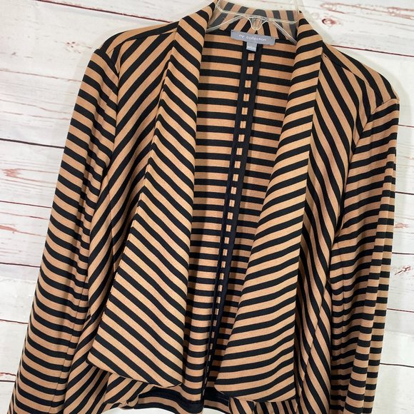 NY Collection Brown & Black Striped Open Sweater Jacket NWOT Women's Size Large - Picture 10 of 10